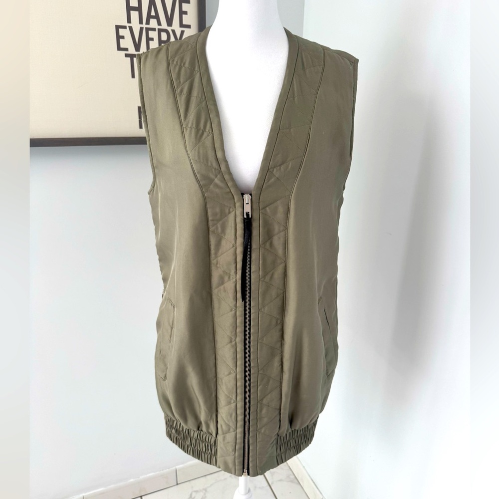 Rag Bone Womens Vetiver Green Runway Silk Vest Size XS